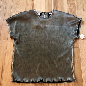 Vintage Deadstock Metallic Dark Silver Top NEW